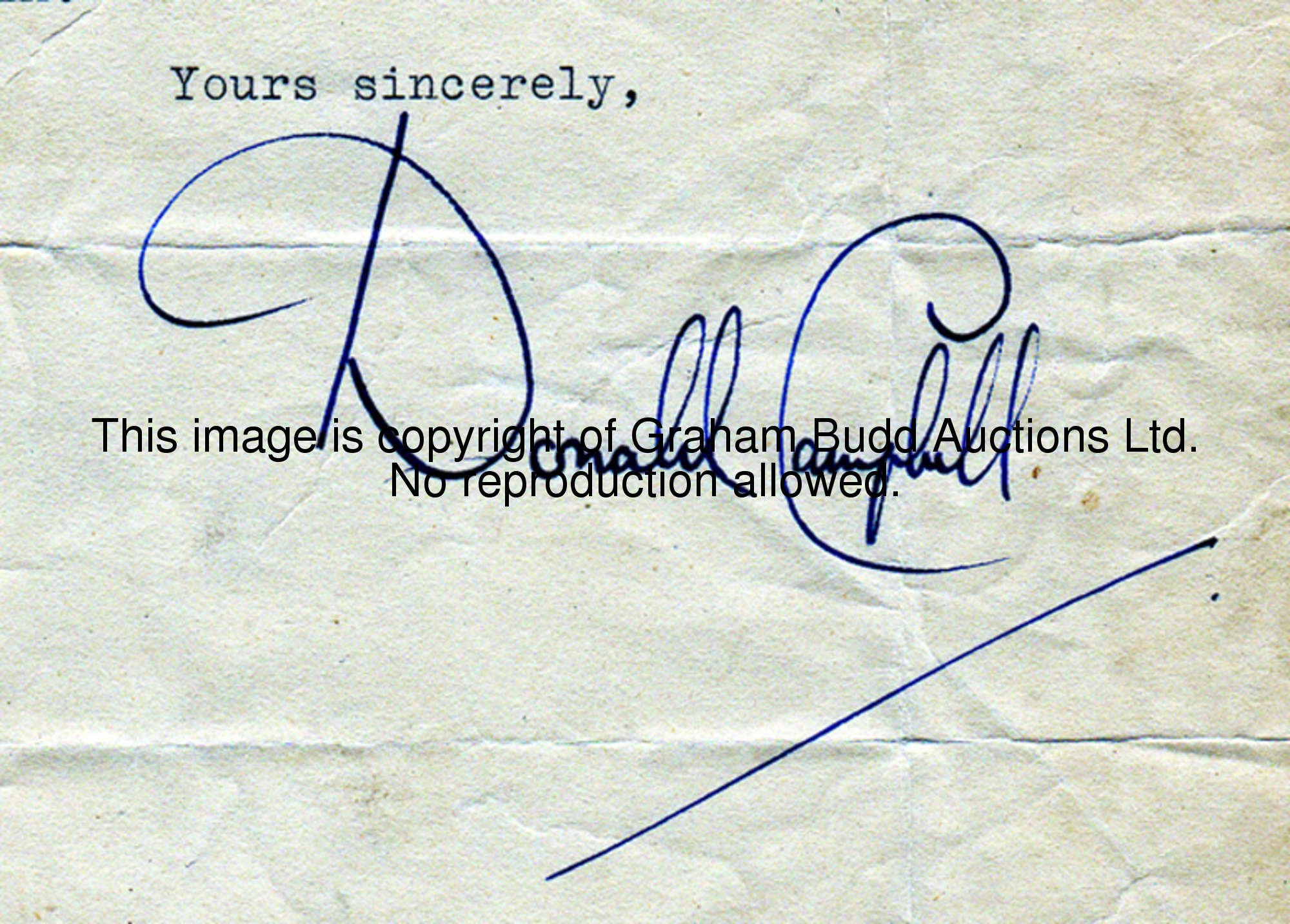 Donald Campbell-signed letter,  dated 14th October 1954 and typed on personal printed stationary bea...