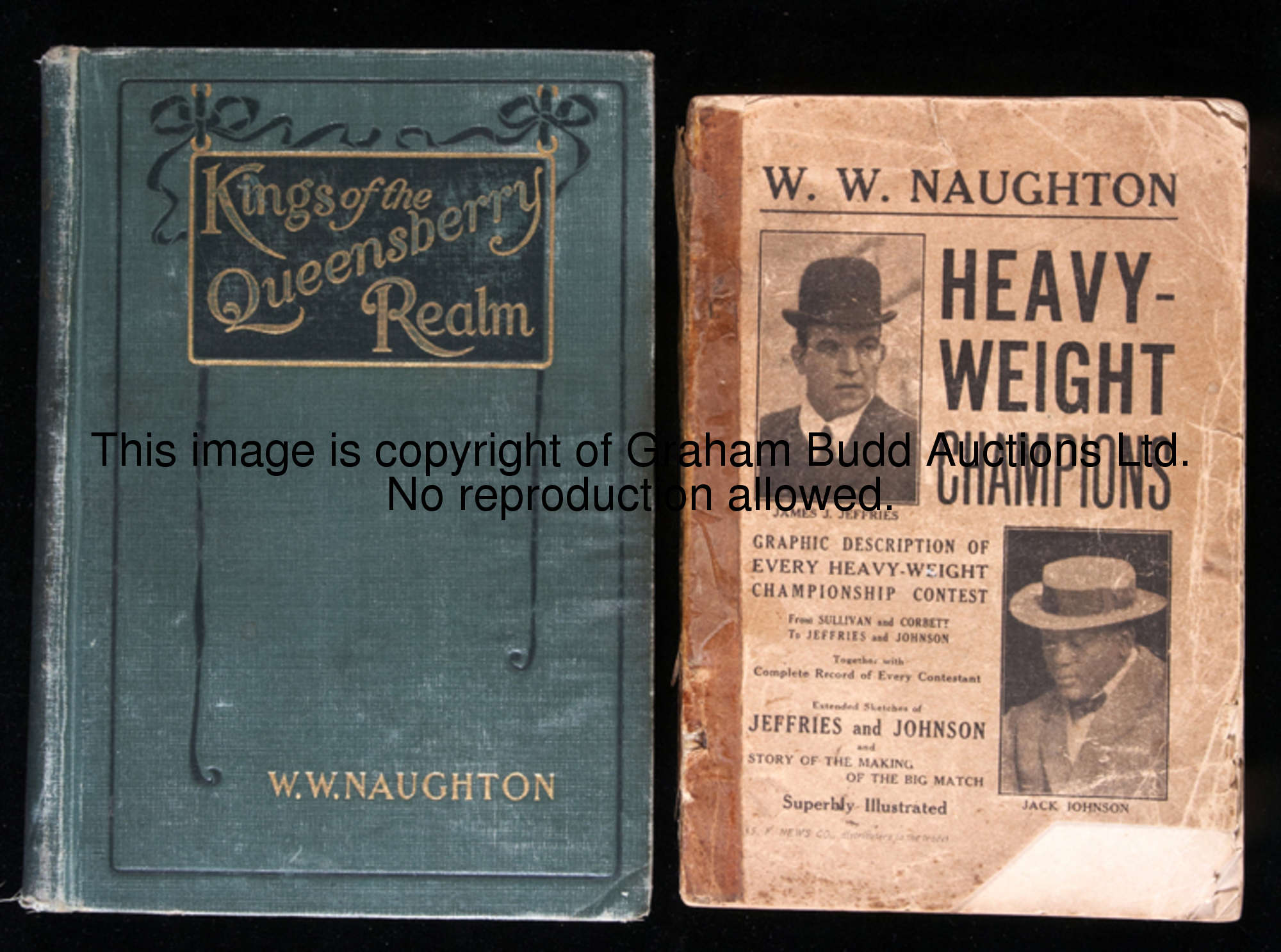 Two rare and early American boxing books by W.W. Naughton, Kings of the Queensberry Realm, being an ...