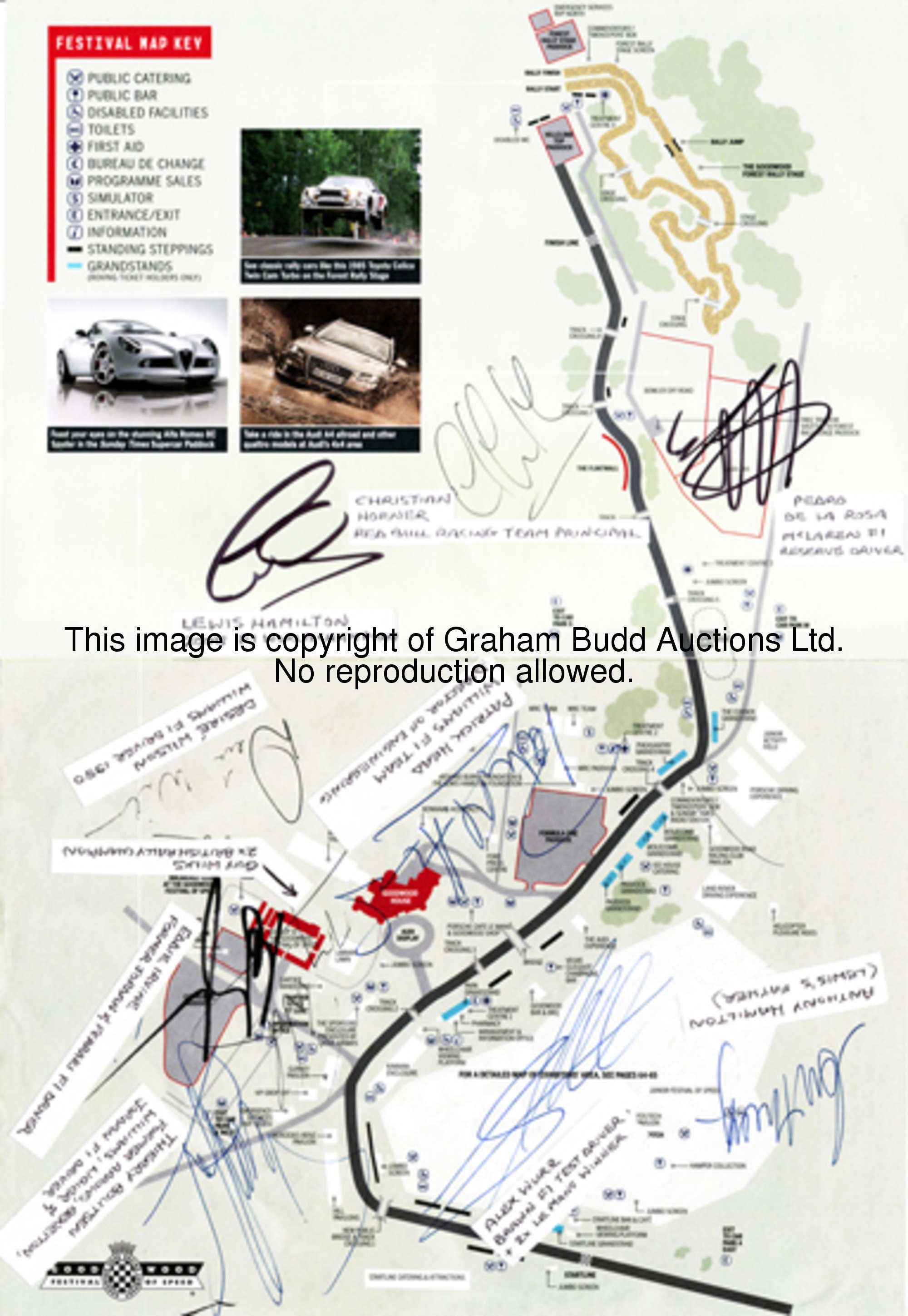 Multi-signed 2009 Goodwood Festival of Speed programme,  40 motorsport personality signatures in ink...