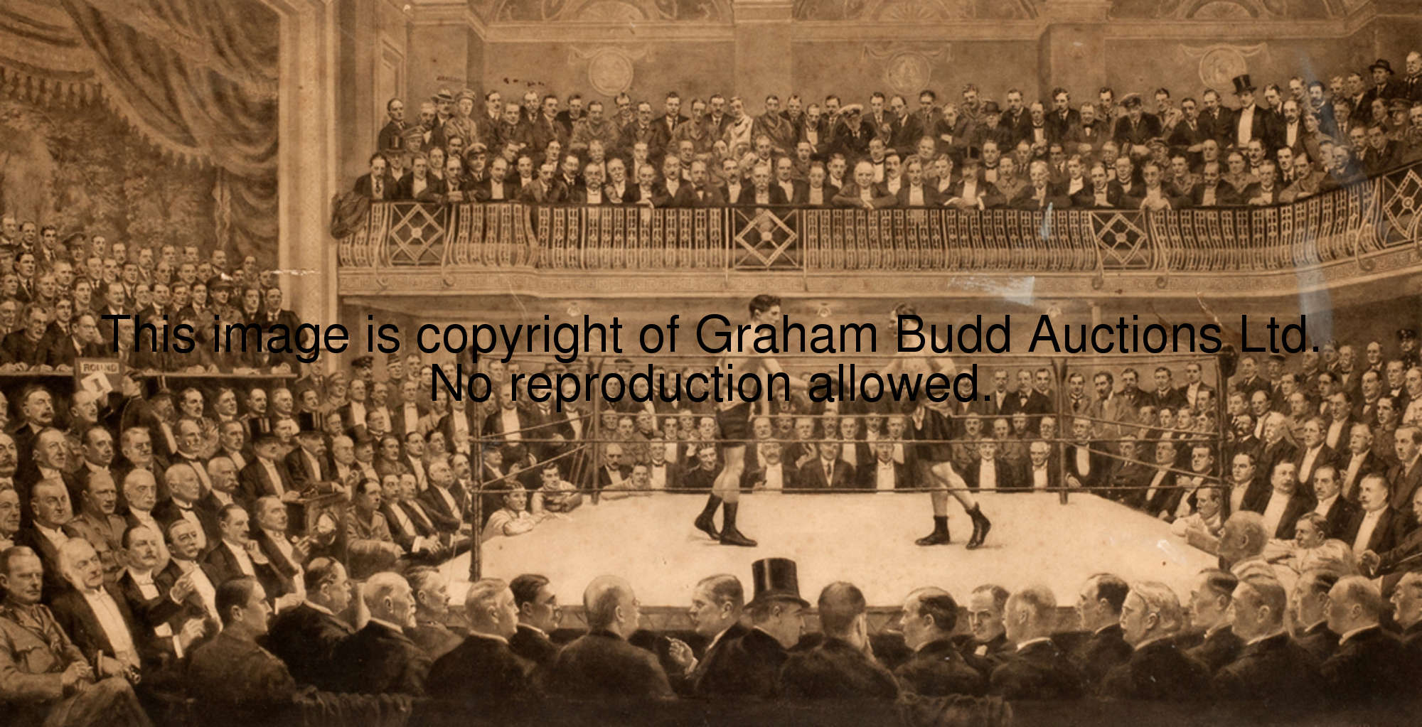 Boxing photogravure after William Howard Robinson titled ''An Evening at The National Sporting Club'...