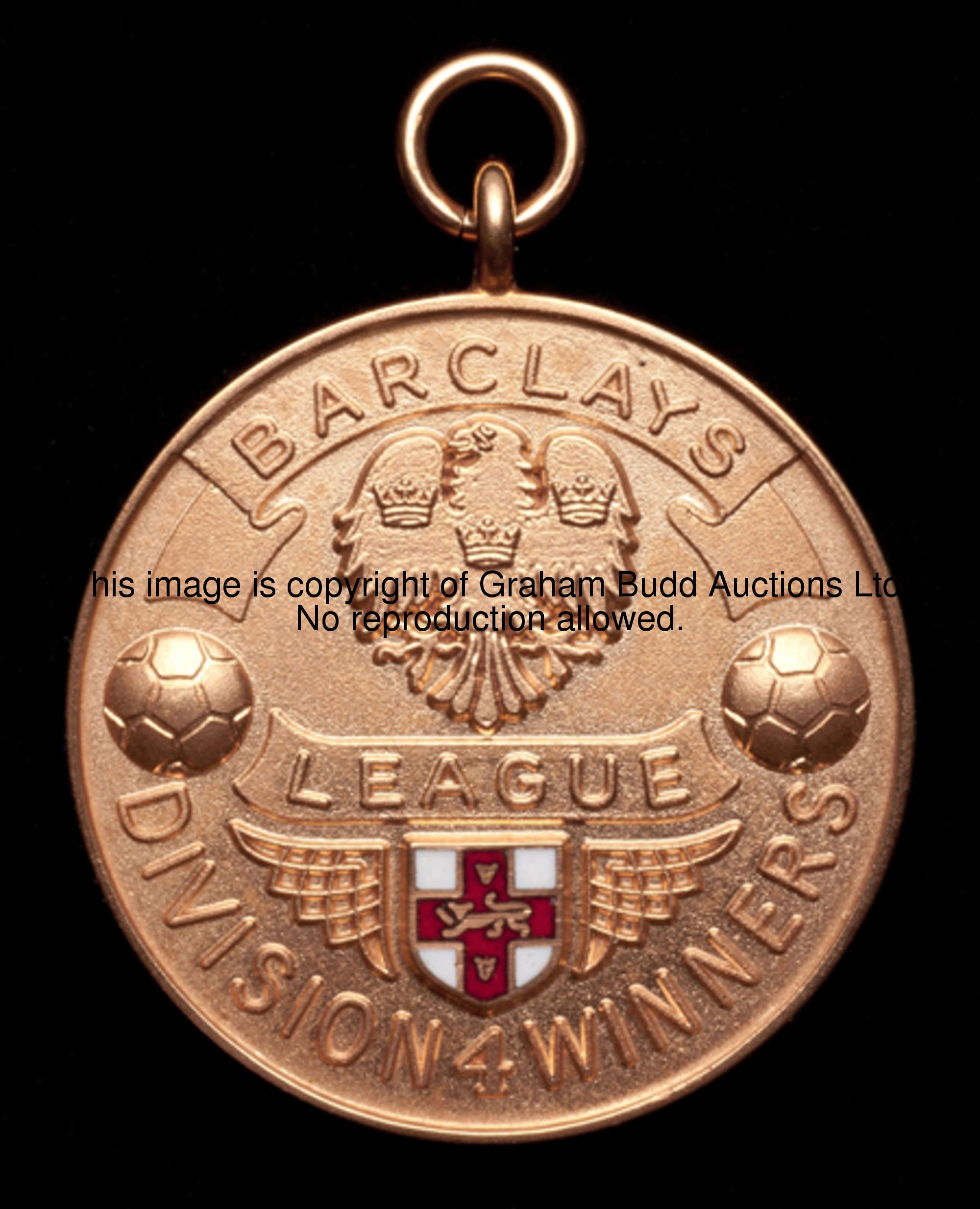 A 9ct. gold & enamel Football League Division Four winner's medal season 1991-92, inscribed BARCLAYS...