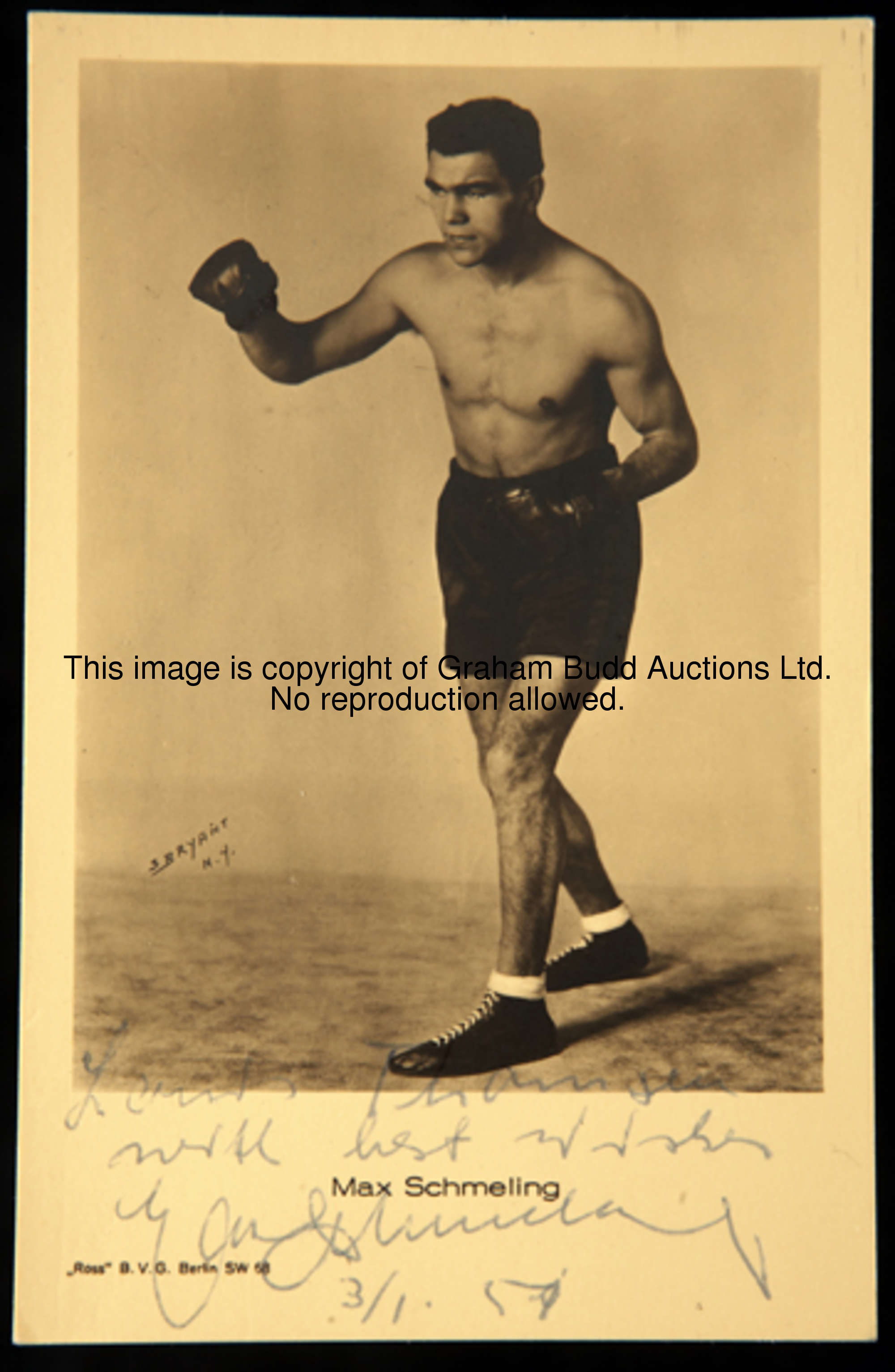 A portrait postcard signed by Max Schmeling the German World Heavyweight Boxing Champion 1930-32. Se...