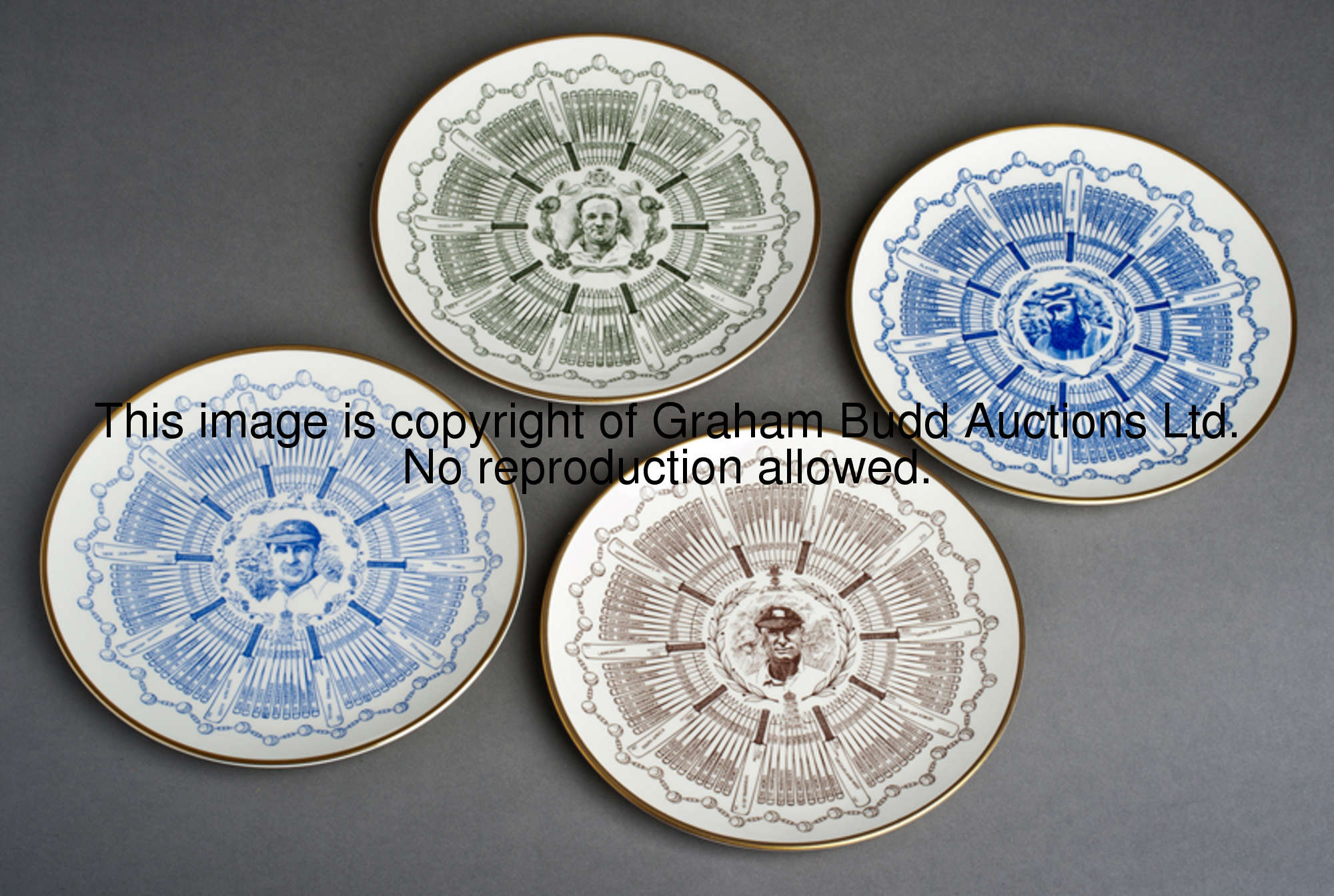 A collection of three Coalport bone china plates from the cricketers' 'century of centuries' series,...