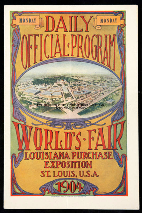 An official daily programme for the opening day of the St Louis World's incorporating the Olympic Ga...