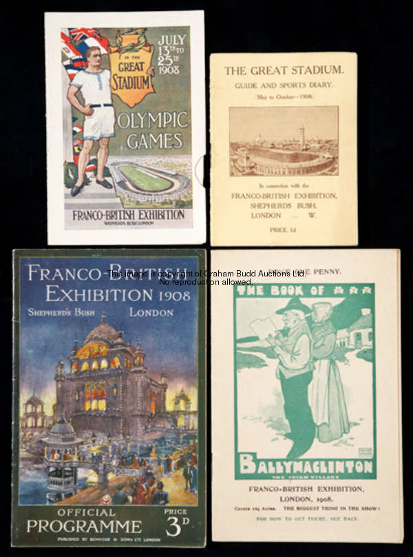 A group of programmes and ephemera relating to the Franco-British Exhibition in 1908 held in conjunc...