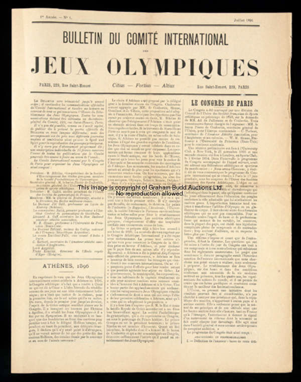 Bulletin du Comite International des Jeux Olympiques 1894/1895, SCARCE:  the three first issues of P...