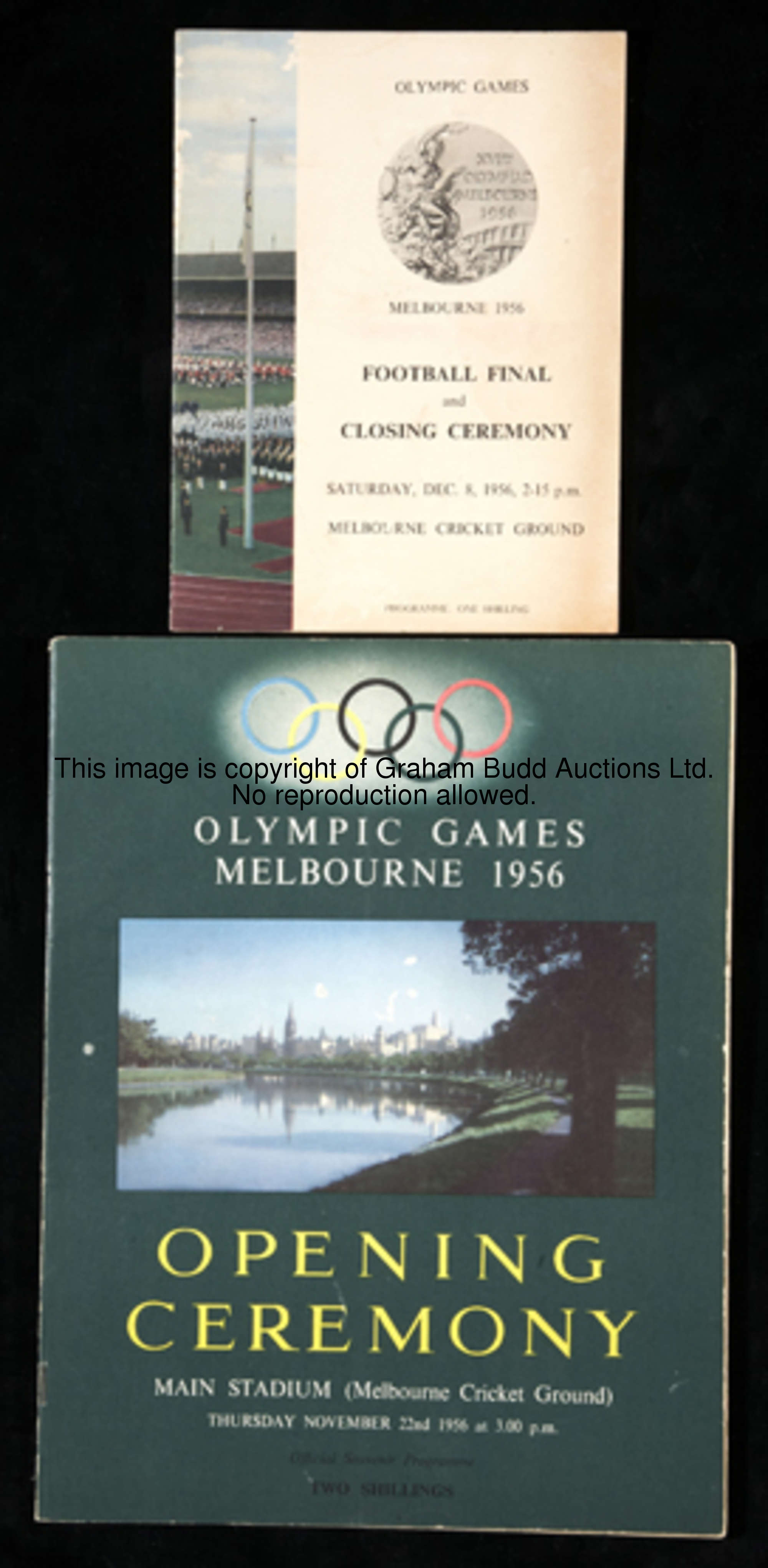 A pair of programmes for the Opening and Closing Ceremonies of the 1956 Melbourne Olympic Games, 22n...