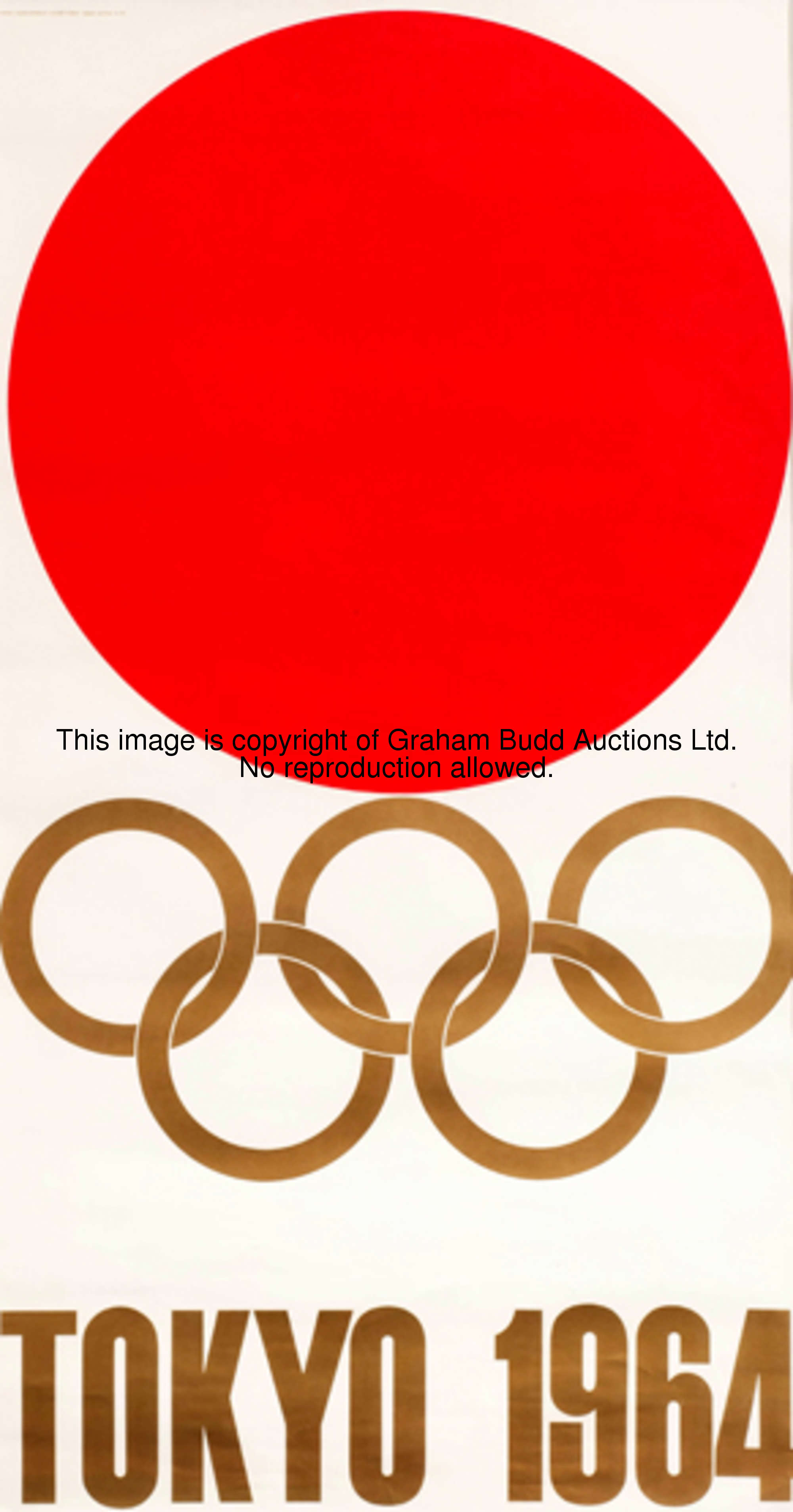 An official poster for the 1964 Tokyo Olympic Games, the primary Rising Sun design by Yusaku Kamekur...