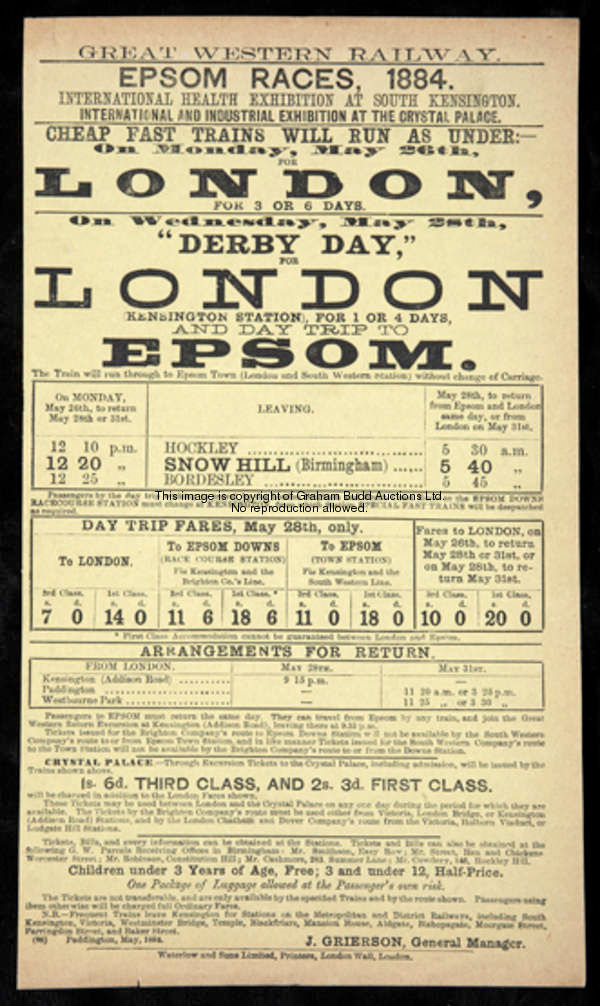 .A group of eight horse racing flyers and posters, i) a Great Western Railway flyer for rail travel ...