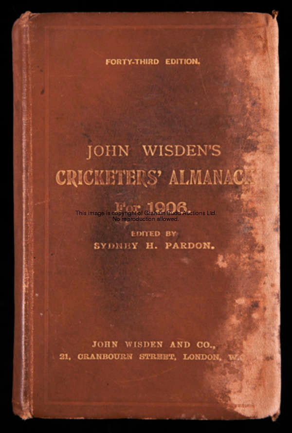 John Wisden's Cricketers' Almanack 1906 original hardback, wear to covers