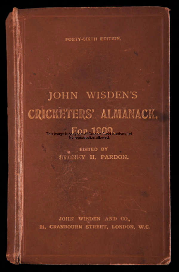 John Wisden's Cricketers' Almanack 1909 original hardback, reasonable condition