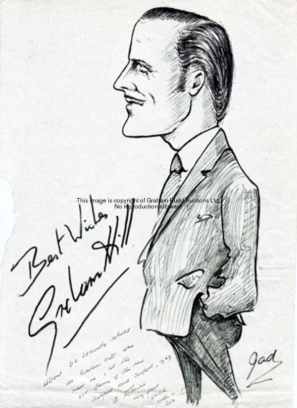 Jad Davies (1909-1998)  LIGHTNING SKETCHES OF GRAHAM HILL AND FOUR OTHER SPORTSMEN a collection of f...