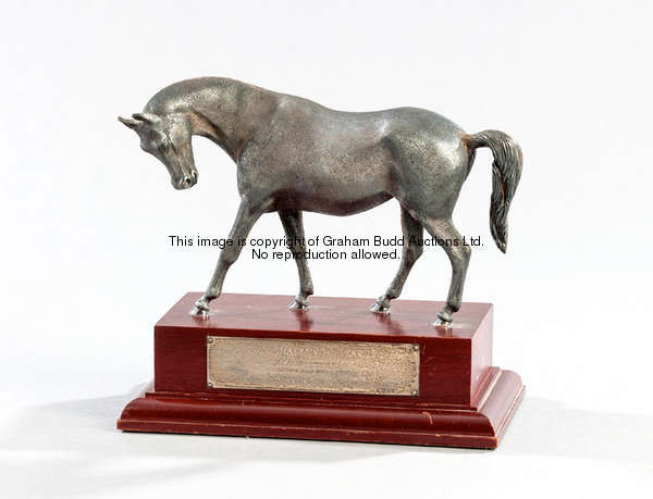 The trophy for the 1991 Challenge Stakes at Newmarket won by Lady Beaverbrook's Mystiko in a record ...