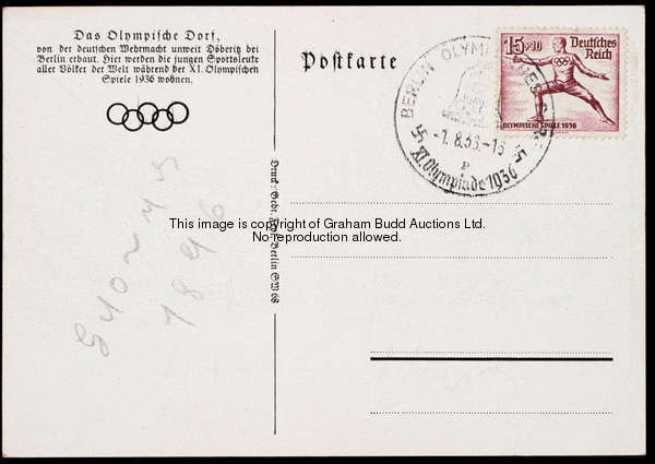 A Louis Spyridon signed 1936 Berlin Olympic Games postcard, signature to the reverse in pencil and i...