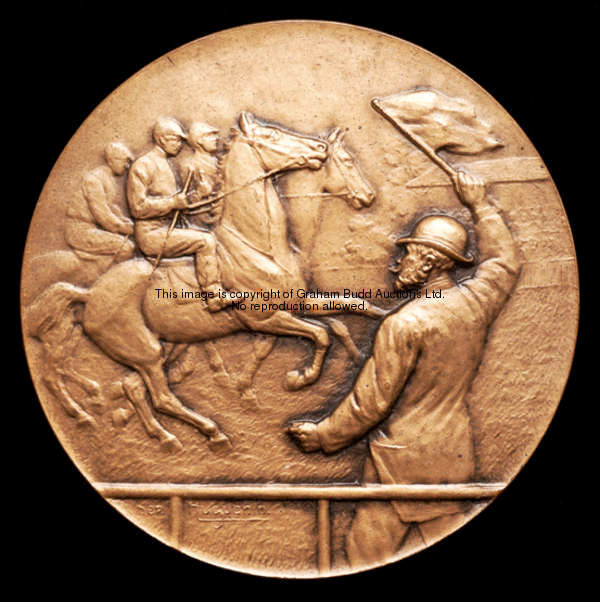 A Swiss medal for horse racing at Saignelegier in 1916, bronze, the obverse with the scene of a star...