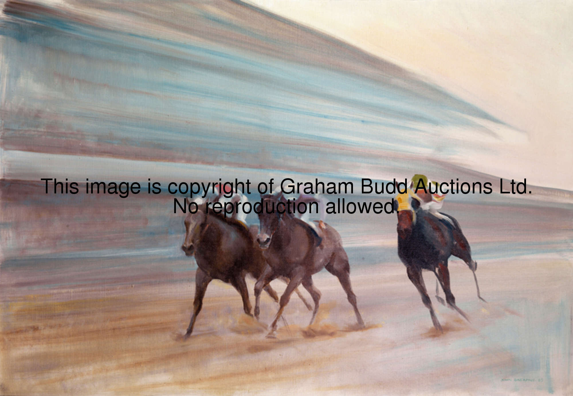 John Rattenbury Skeaping (1901-1980) AMERICAN DIRT TRACK RACE signed & dated 1969, oil on canvas, 69...