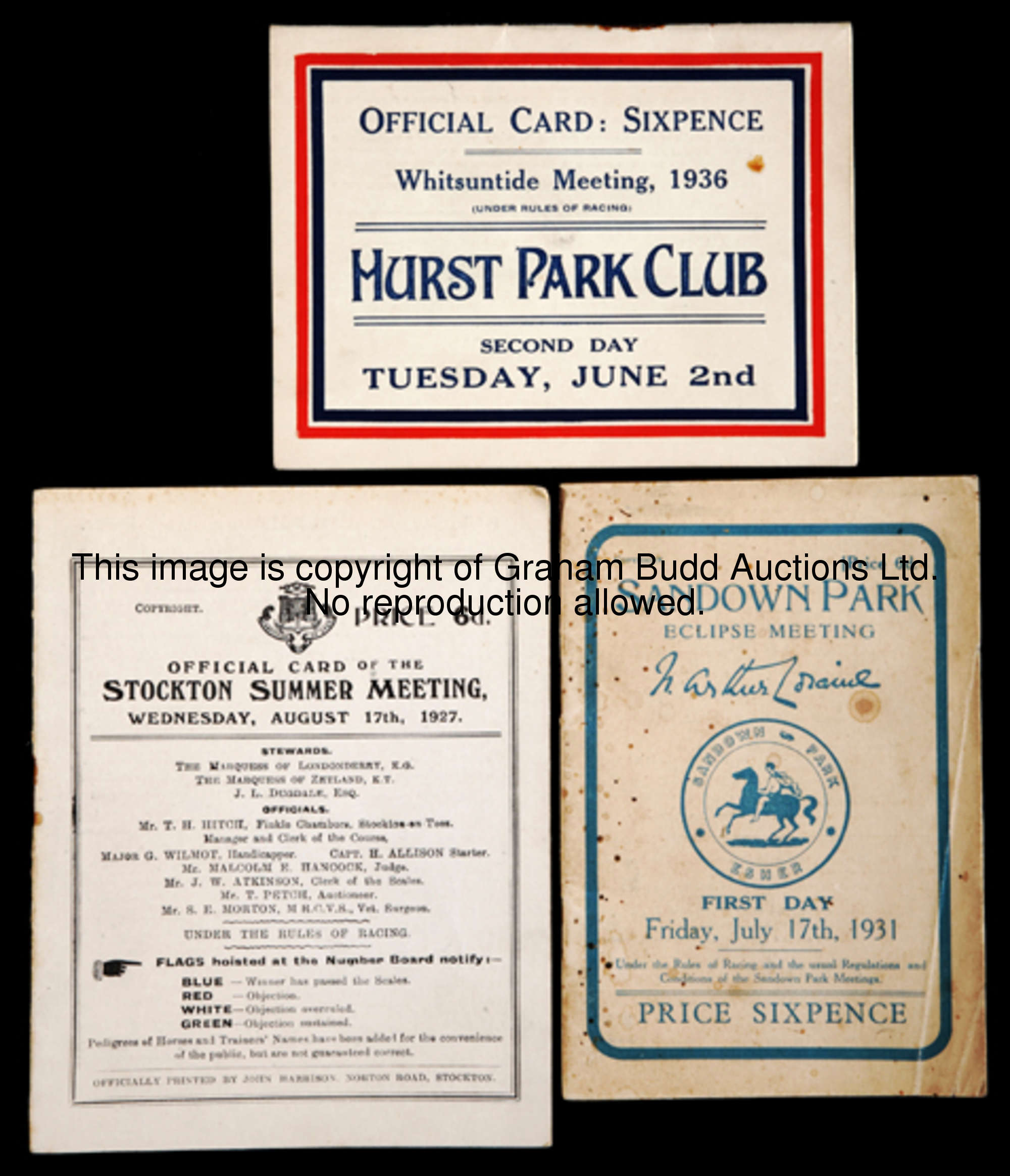 A collection of 18 racecards dating from the 1920s and 1930s, including examples for some defunct ra...