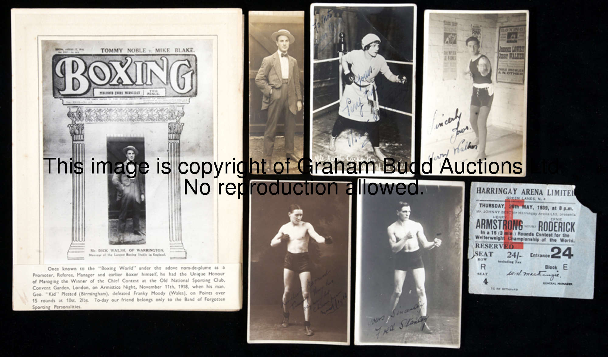 An archive of boxing memorabilia relating to Dick Walsh of Warrington described on the front cover o...