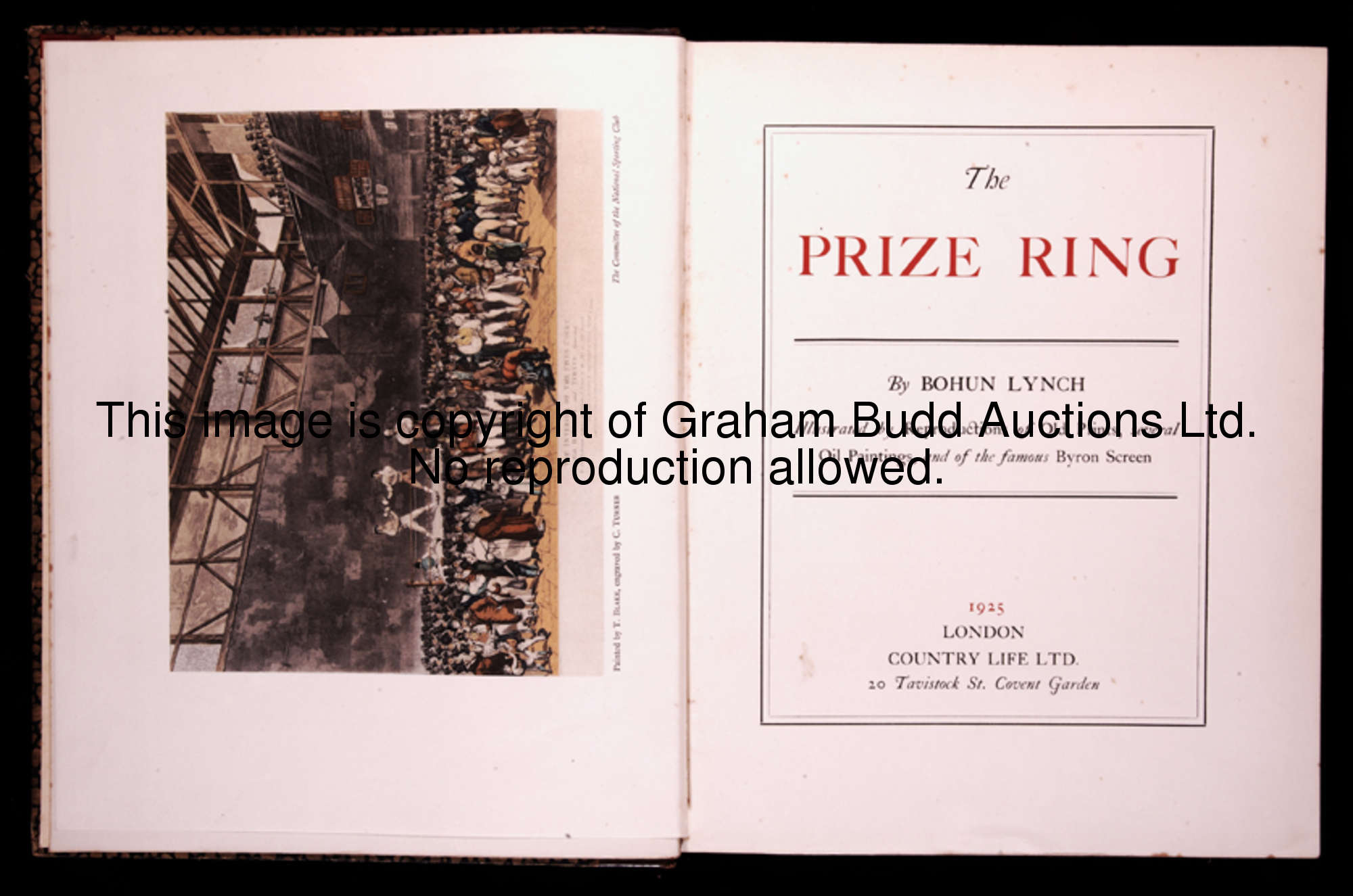 Six volumes on boxing, Bohun Lynch's limited edition The Prize Ring, numbered 617 of 750, published ...