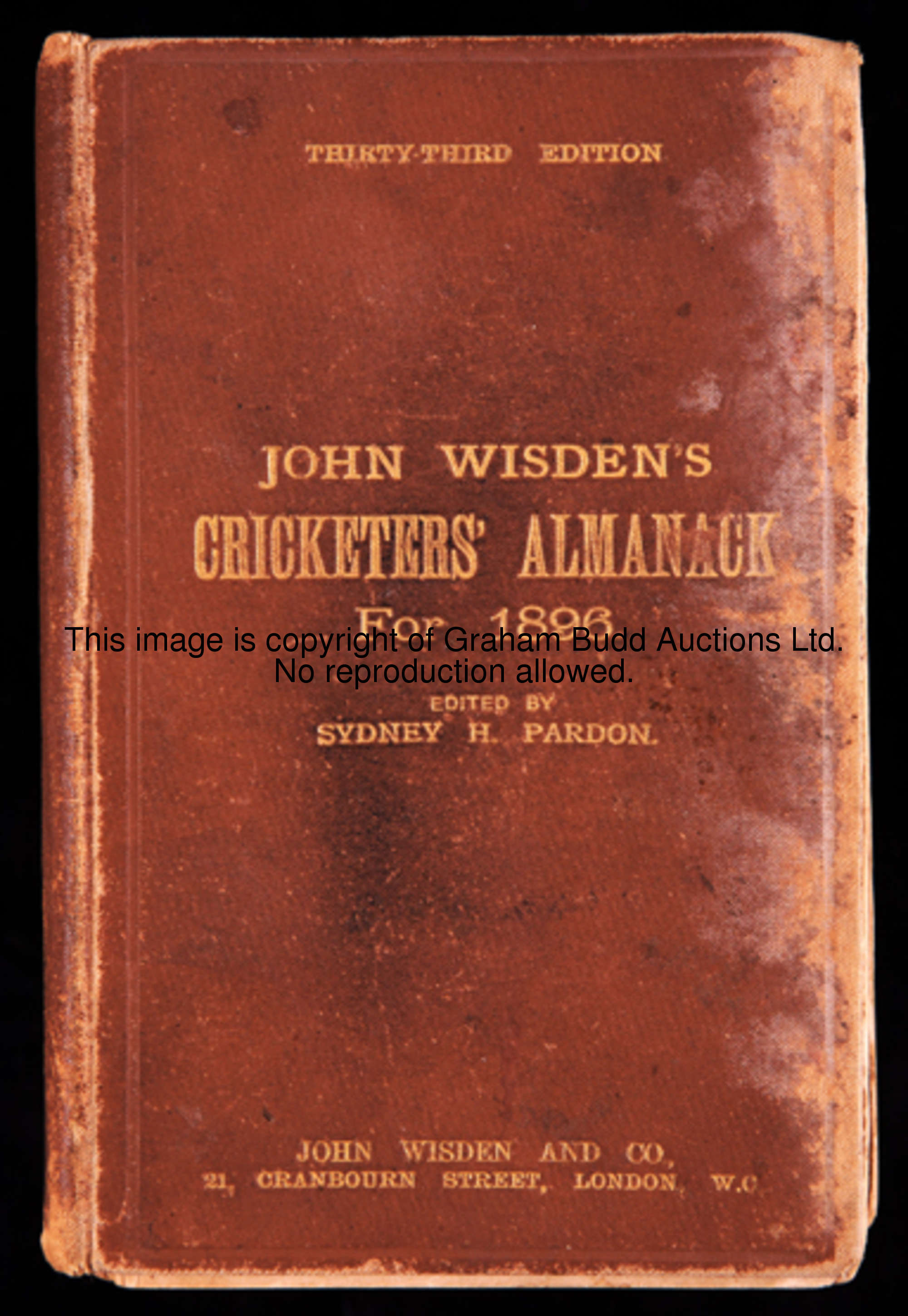 John Wisden's Cricketers' Almanack 1896 original hardback, wear to covers, loose at spine  This was ...