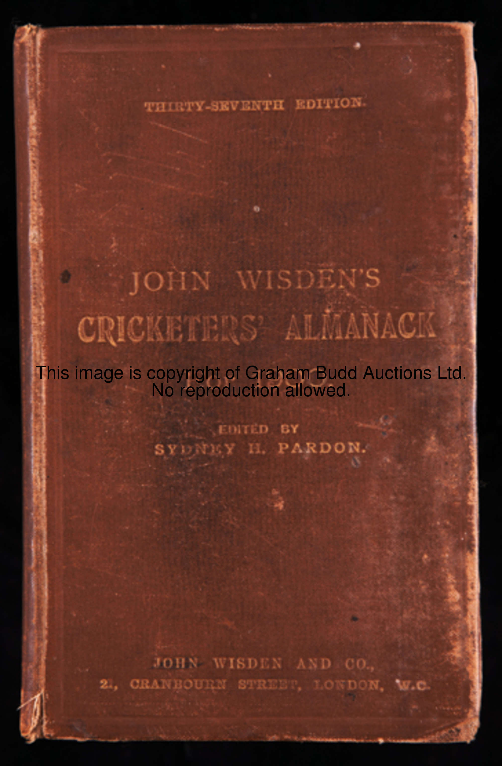John Wisden's Cricketers' Almanack 1900 original hardback, wear to covers, lacking the Five Crickete...