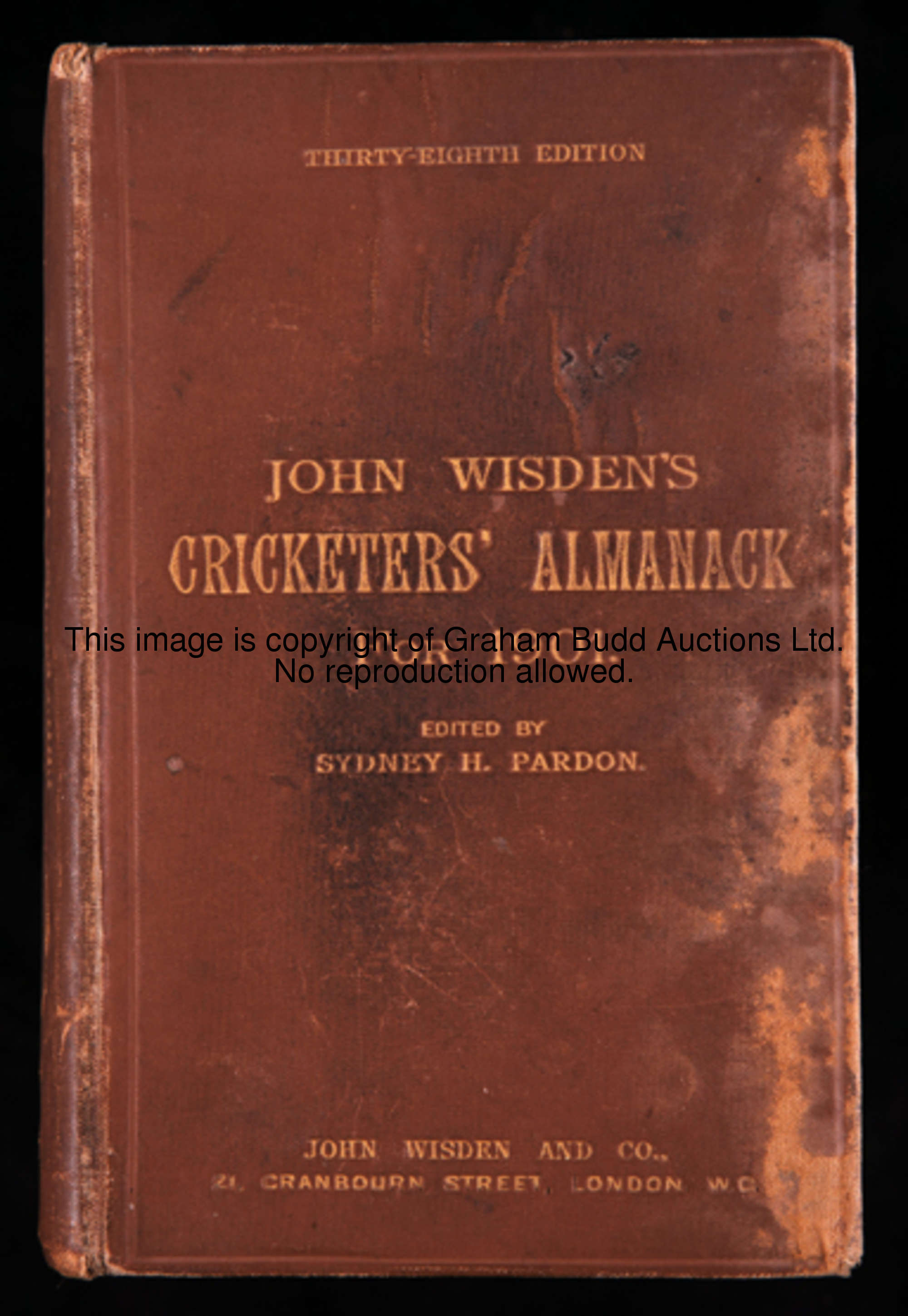 John Wisden's Cricketers' Almanack 1901 original hardback, wear to covers 