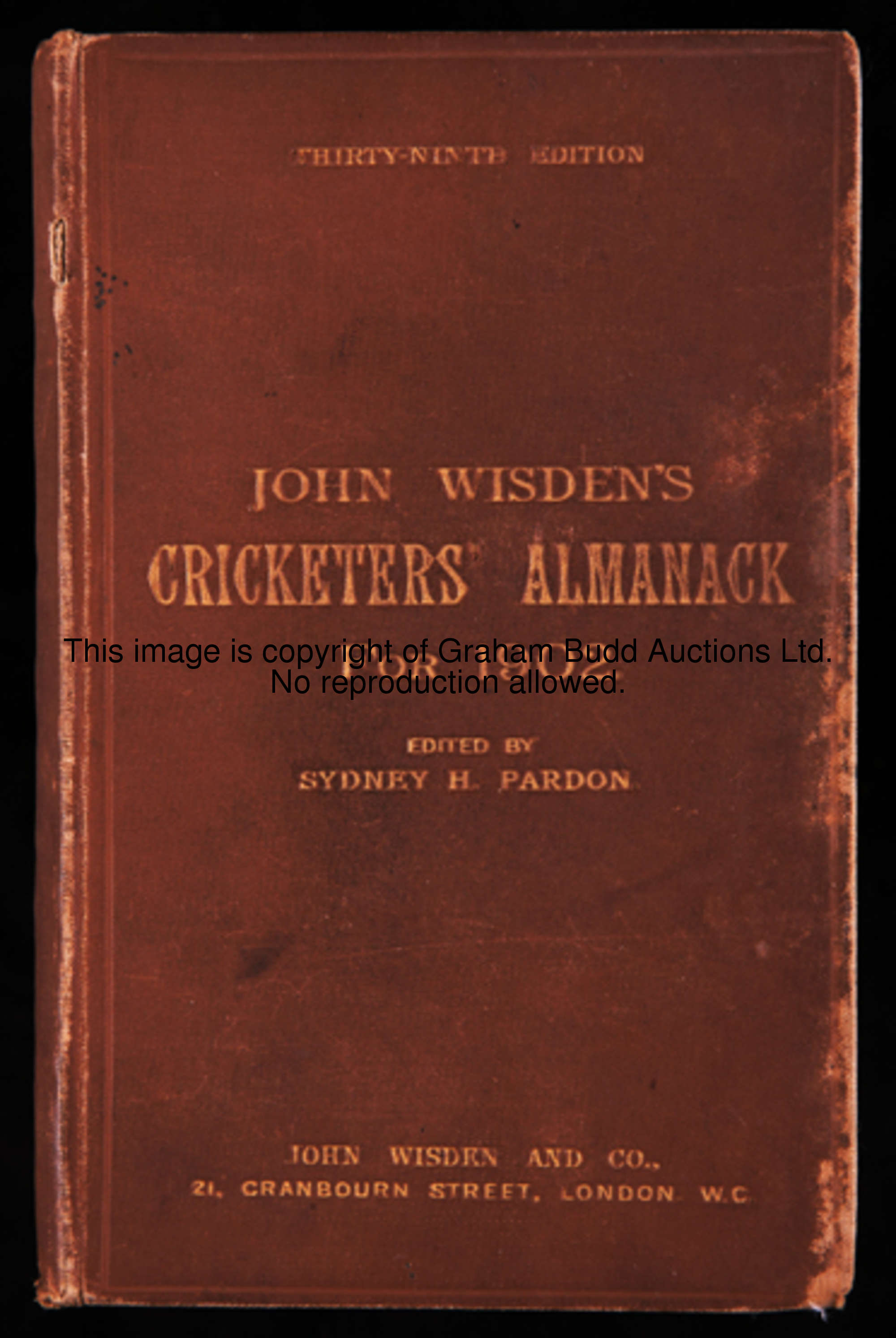 John Wisden's Cricketers' Almanack 1902 original hardback, wear to covers 