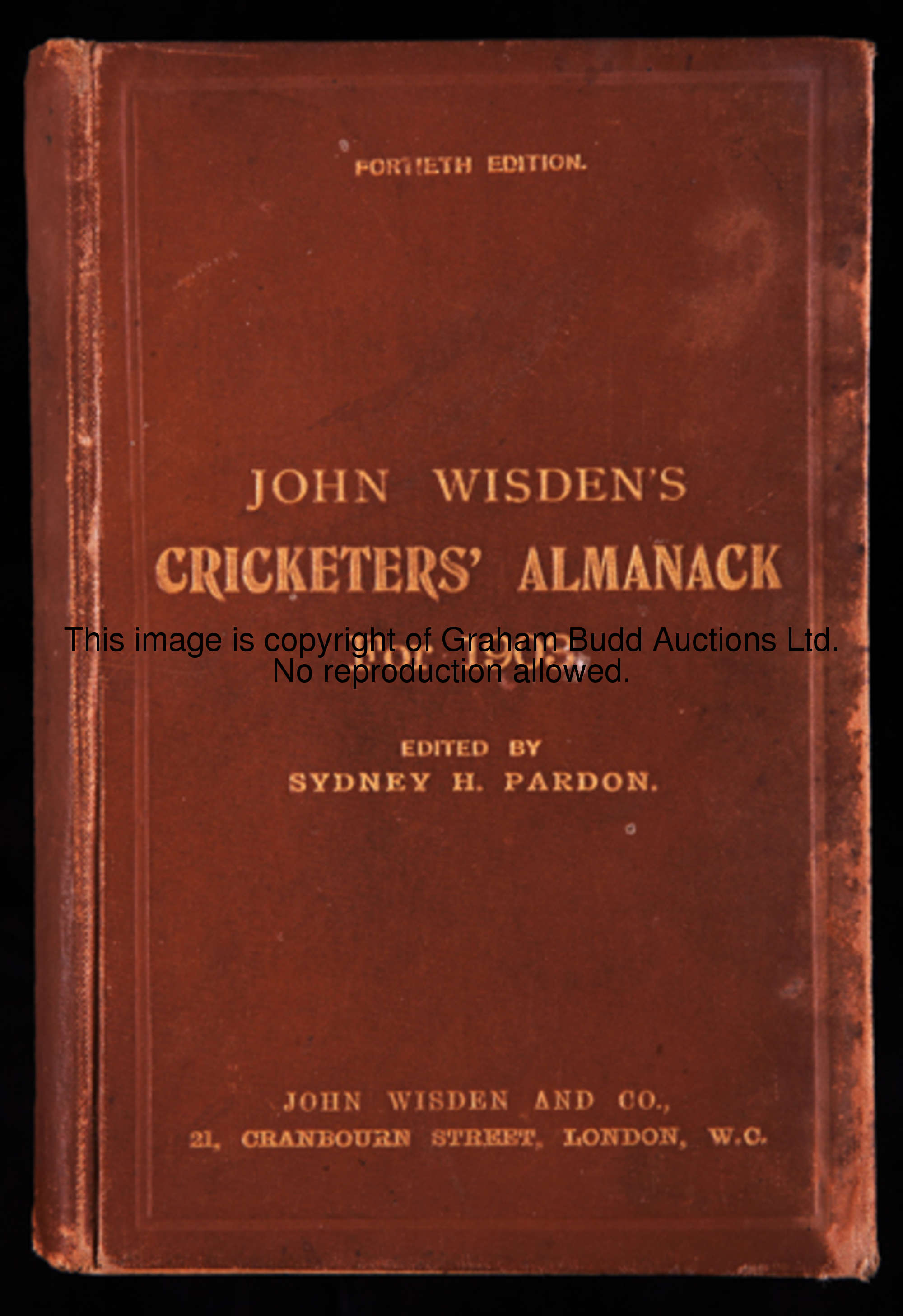 John Wisden's Cricketers' Almanack 1903 original hardback, wear to covers, loose at spine, lacking t...