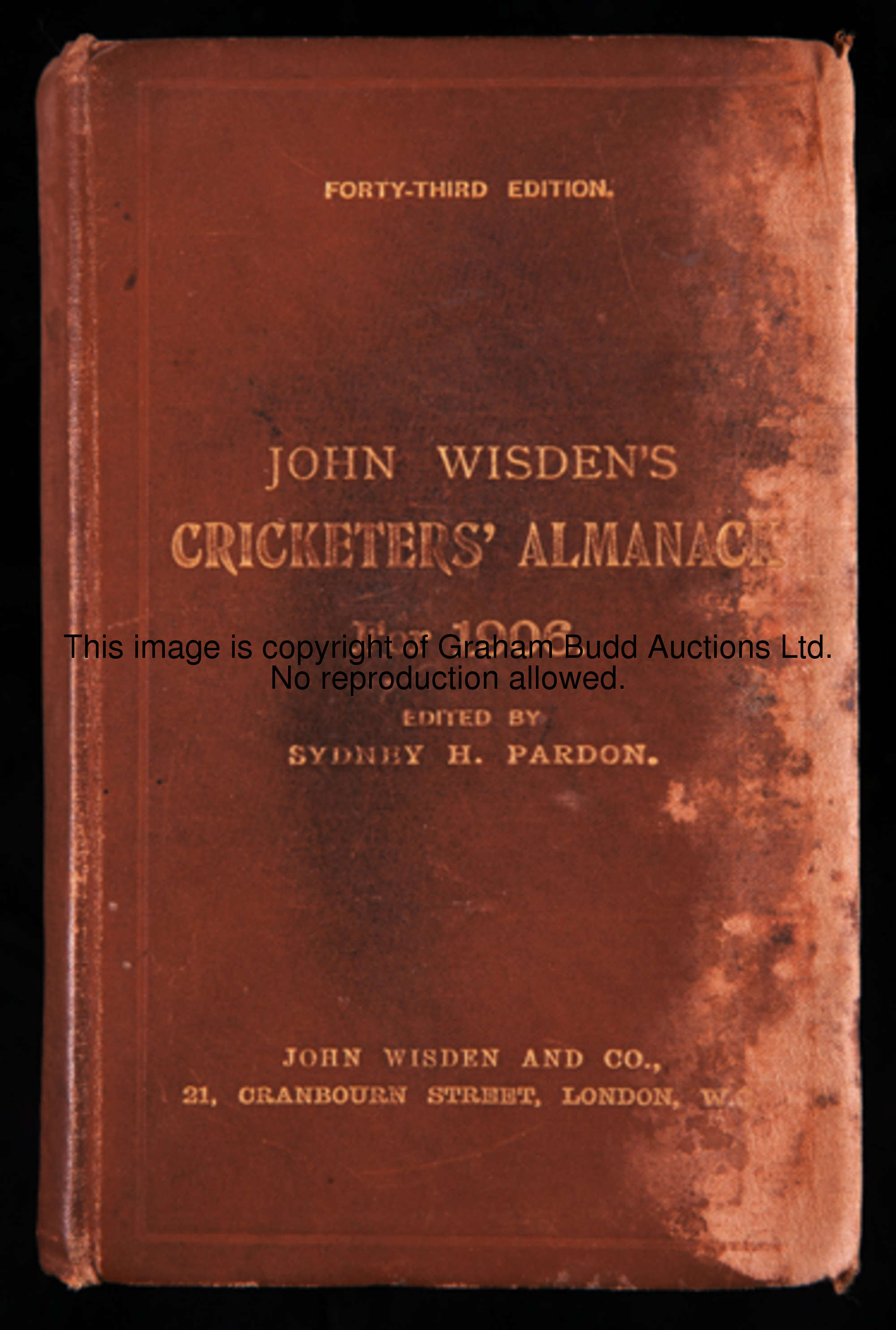 John Wisden's Cricketers' Almanack 1906 original hardback, wear to covers