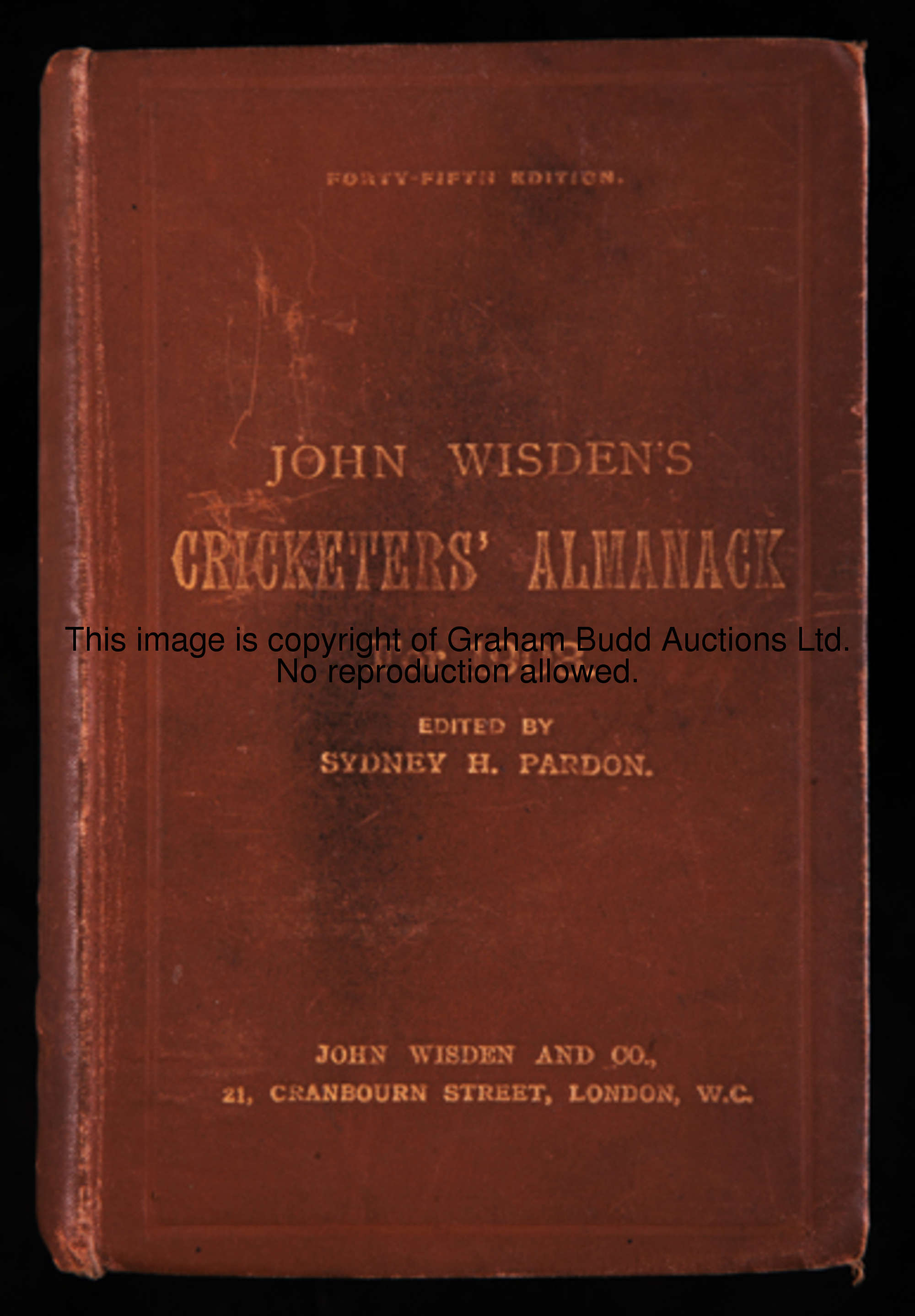 John Wisden's Cricketers' Almanack 1908 original hardback, in reasonable condition but lacking the F...