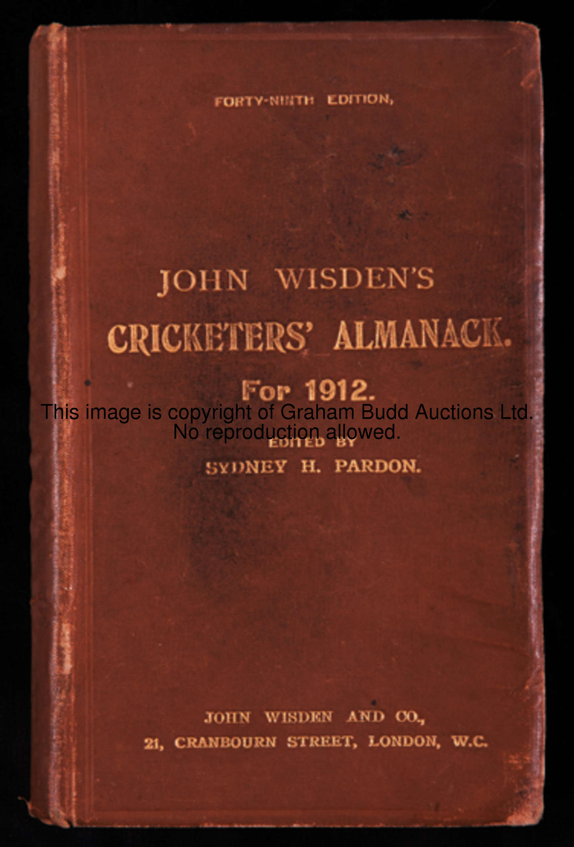 John Wisden's Cricketers' Almanack 1912 original hardback, substantial damage and paper loss to page...