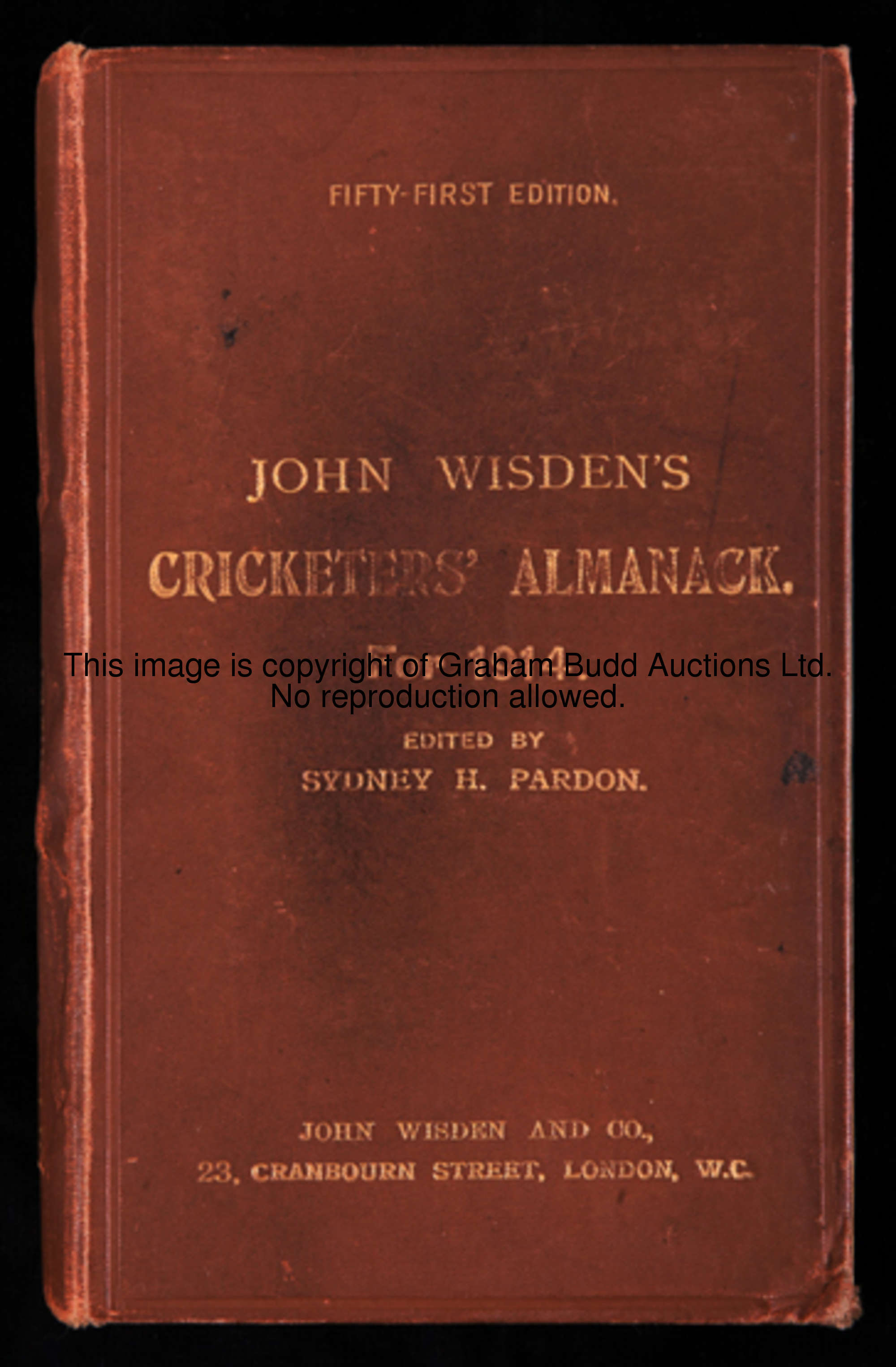 John Wisden's Cricketers' Almanack 1914 original hardback, covers a little worn, loose at spine