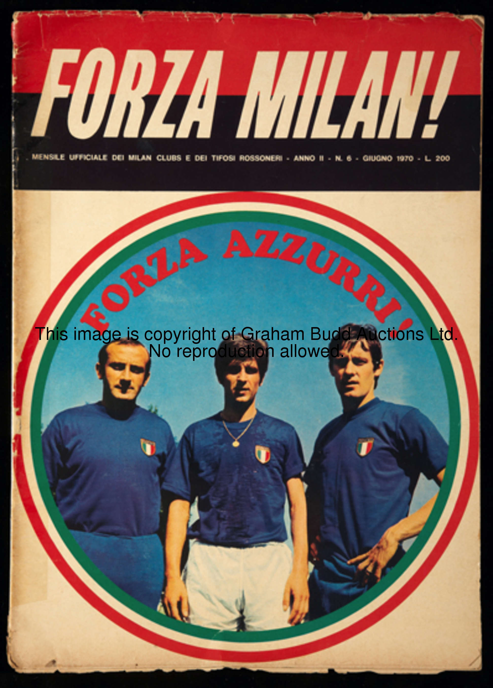 A Forza Milan! magazine published June 1970, previewing the 1970 World Cup and reviewing the two Mil...