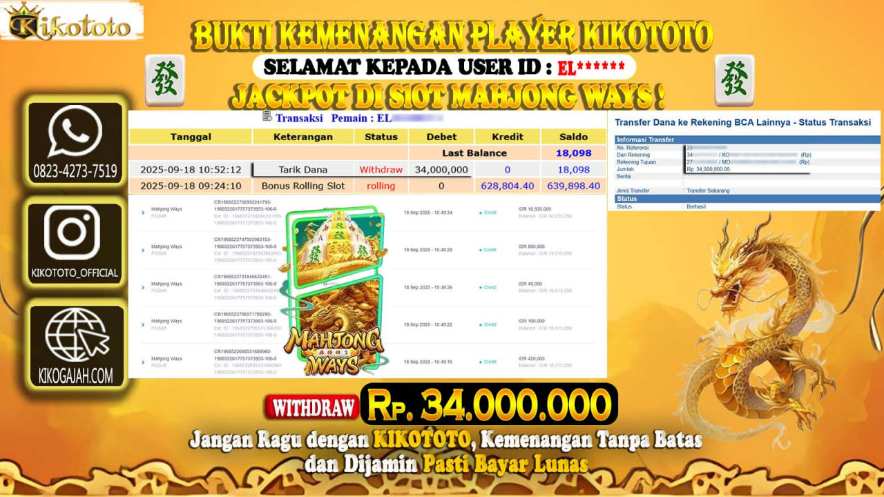 LAGI - LAGI !! MENANG BESAR DI MAHJONG WAYS SEBESAR Rp 34,000,000 LANGSUNG DAN TANPA BASA BASI DI BAYAR KIKOTOTO !!!