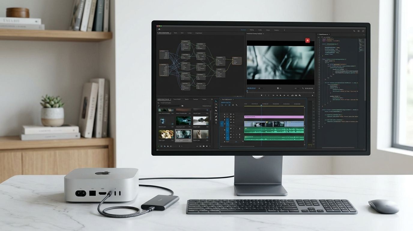 Compact desktop workstation configured for AI, development and creative work