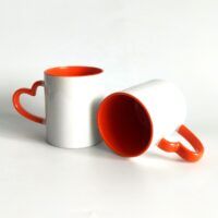 Sublimation Inner Heart Handle Orange Color Mug