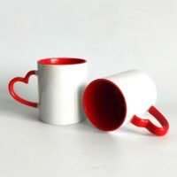 Sublimation Inner Color Heart Handle Mug Red