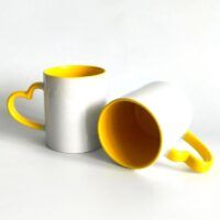 Sublimation Inner Color Heart Handle Mug Yellow