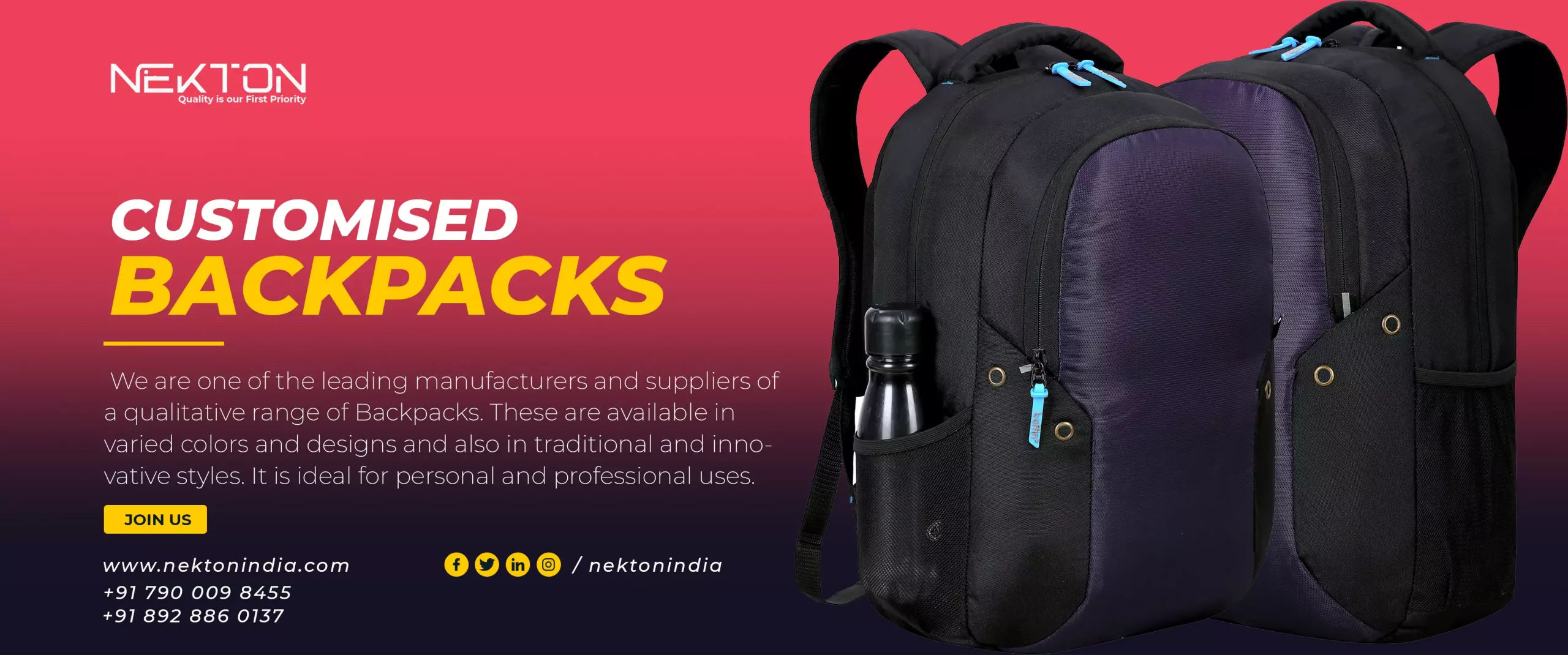 School Bag Manufacturers in Mumbai, college bag manufacturer