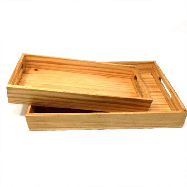 wooden serving tray set