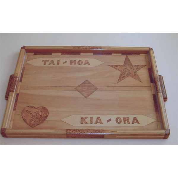 wooden serving tray set