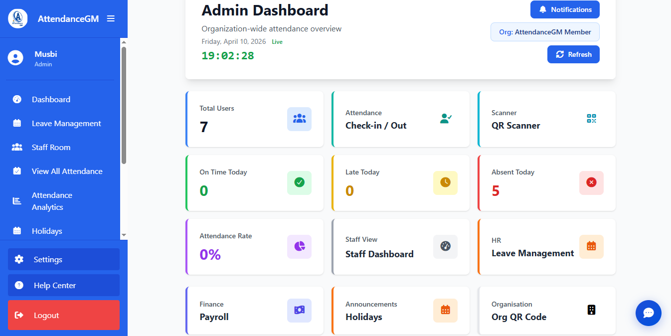 Admin / HR Dashboard