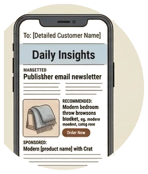 Yadda personalized ad inside a newsletter email