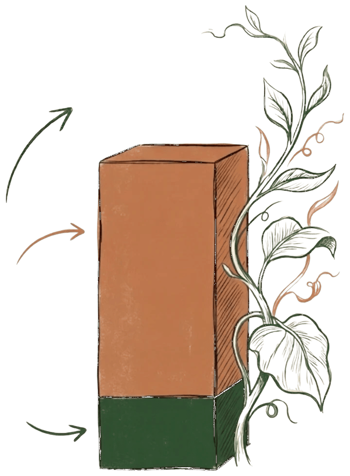 Stacked bar: rust top represents commerce performance revenue, green base represents the guaranteed revenue floor; labeled Yadda Yield+.