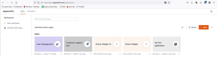 Appsmith's dashboard