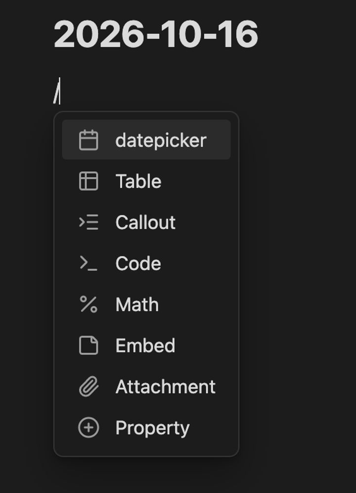 adding a datepicker selection with slash commander