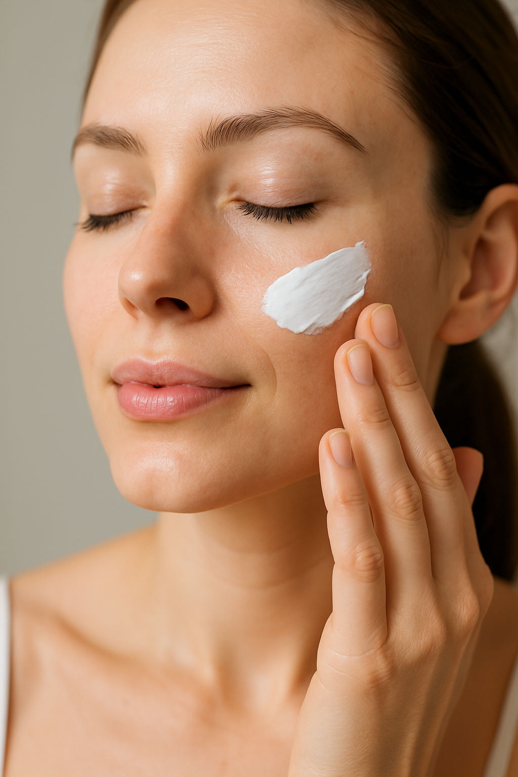 Rostro aplicando crema