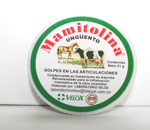 Presentación de Mamitolina ungüento veterinario