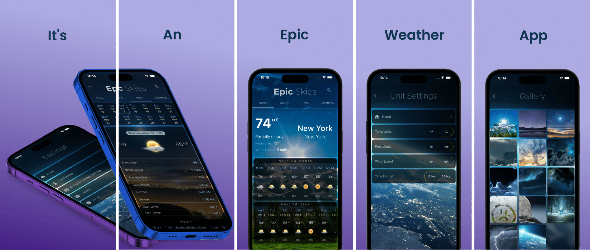 Promo banner image for Epic Skies weather app