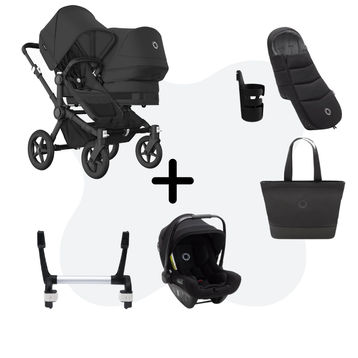 Bugaboo Donkey 5 Duo Essential Bundle - Black - Midnight Black